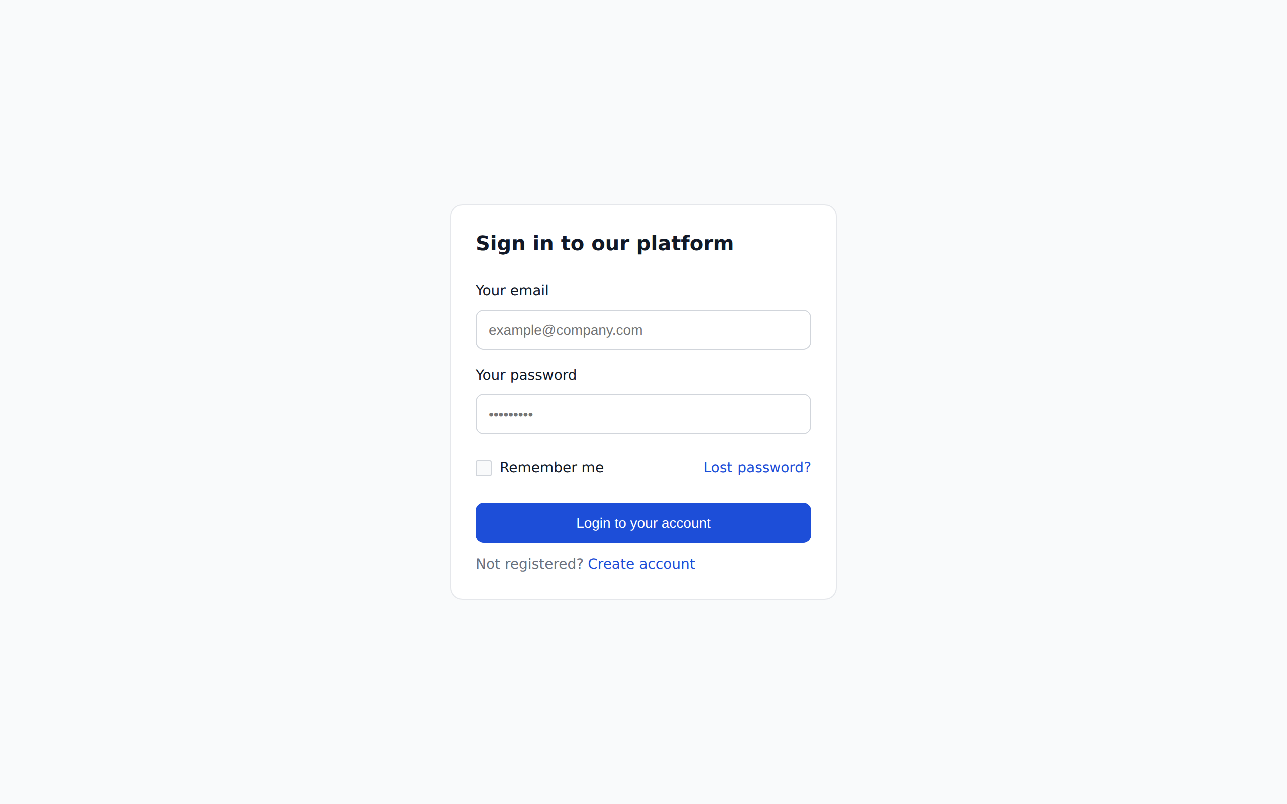 Sign-in card rendered by Chromium with real Tailwind v3.4