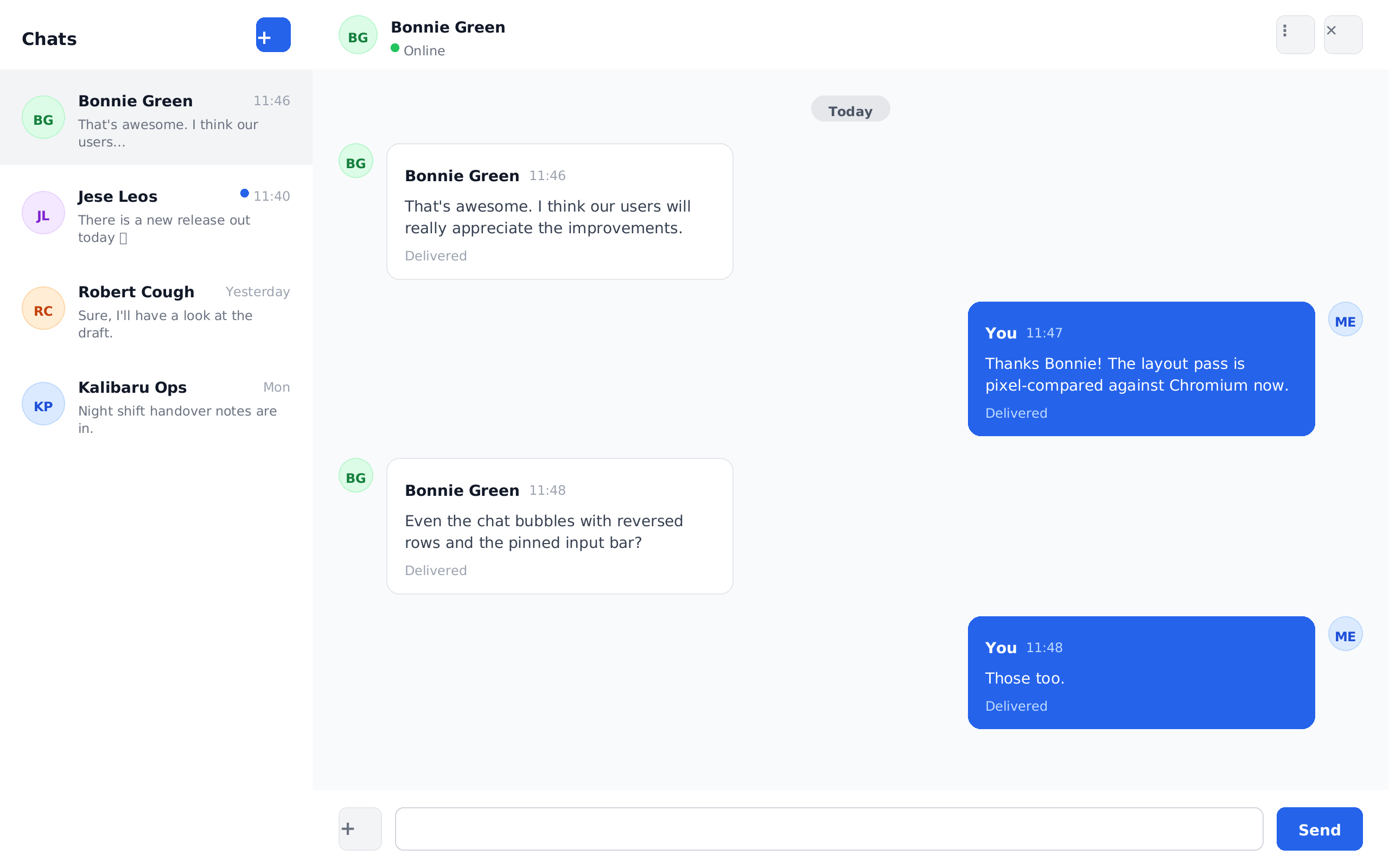 The same chat UI rendered by VelquView